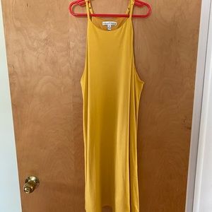 Moa Moa Mustard Yellow High Neck Mini Dress